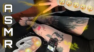 Whispered ASMR Water Painting and Spit Tracing My Tattoos 💦🎨 (new triggers, background asmr)