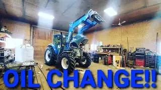 Oil change on T4 120 Newholland. And putting up more sucker rods for the alley way!!