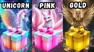 Choose your gift 🎁🦄🎀👑||3 gift box challenge||2 good & 1 bad||Unicorn, Pink & Gold #giftboxchallenge