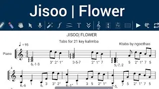 Jisoo(지수) Flowers(꽃), tabs for 21 key kalimba