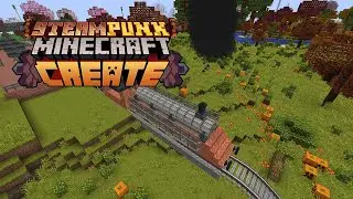 I built my FIRST PASSENGER TRAIN in STEAMPUNK MINECRAFT CREATE