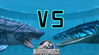 MEGALODON VS MOSASAURUS - jurassic world the game