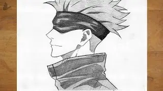 How to Draw Gojo (Side View) Step-by-Step | Jujutsu Kaisen Drawing