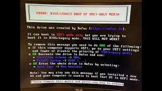 Error Bios legacy Boot of UEFI only media || Technical Fazal
