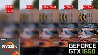 Forza Horizon 5 - GTX 1650 + Ryzen 5 5500U - 1080p Very Low, Low, Medium, High & Ultra Benchmark