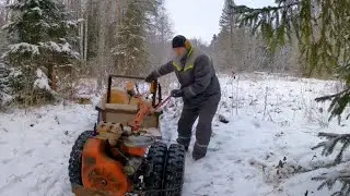 Заготовка валежника на мотоблоке мтз-05 зимой