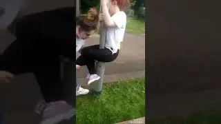 WARNING👿!Don't try to climb the pole with friends..