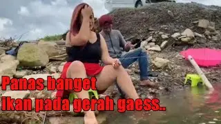 mancing cantik hari ini panas banget, ikan tembem nongol | mancing ambyar | banana fishing bts