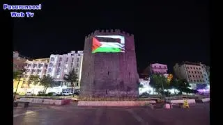 Diyarbakır’ın tarihi dokuları Ulu Cami ve Tek Beden Burcu’na Filistin bayrağı yansıtıldı