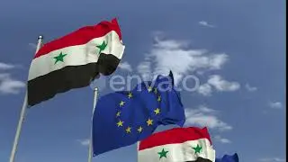 Flags of Syria and the European Union | Motion Graphics - Envato elements