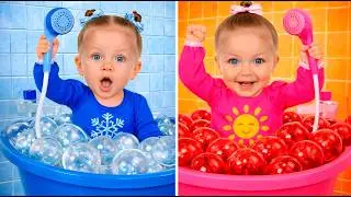 PINK vs BLUE - kids CHALLENGE! Eva vs Nika!