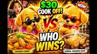 They Gave Two Puppies $30… The Cooking Battle Went VIRAL🐶🔥! You Decide the Winner!#cutepuppy #funny