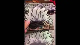 New Design Gojo Satoru 3D Motion Lenticular Sticker with Graphs Moving from Patched Eyes to Open Eye