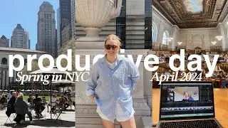 PRODUCTIVE DIML IN NYC -- spring vibes, working at the library, cleaning the apt & more 🌸