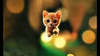cute kitten floating through the air