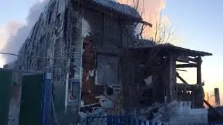 Пожар в селе Седельниково Омской области - 22.01.18.