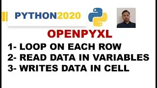 Python Openpyxl Loop on Each Row | Openpyxl  Read Data from Excel | Openpyxl  to Write Data to Excel