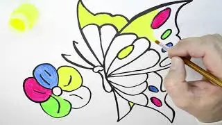 How to draw a BUTTERFLY / Cartoon coloring for children / Children's coloring