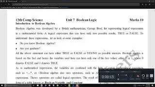 Class 12th, BOOLEAN LOGIC, TOPIC TRUTH TABLE