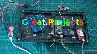 Analoge Digital Clock GifPlayer P4 Matrix 64x32 With Two ESP32