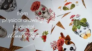 From pencil drawing to full color illustrated compositions / Subtractive technique / it ru sub