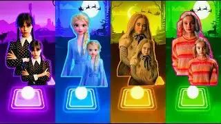 Wednesday Addams VS Elza - Let In Go VS Megan doll M3gan VS Emma Myers Enid Sinclair | Tiles Hop EDM