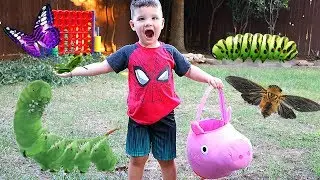Caleb & Mommy Play Bug Hunt OUTSIDE! Caleb Pretend Play Bugs