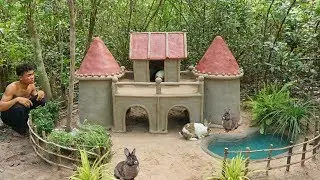 Rescue Wild Rabbit From Trap Then Build Castle mud Rabbit house