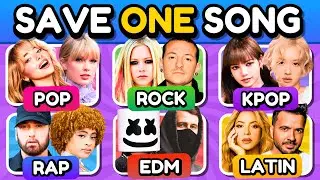 POP vs ROCK vs KPOP vs RAP vs LATIN vs EDM 🔥 Save One Song | Music Quiz 🎤🎵