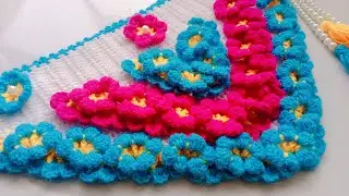 Wow😍Beautiful crochet 3D flower toran design,#2025 #jhalardesign, new woolen flower toran,gate parda