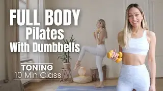 PILATES WITH WEIGHTS│Quick Full Body Toning Pilates With Dumbbells (Add your own music 🎶)