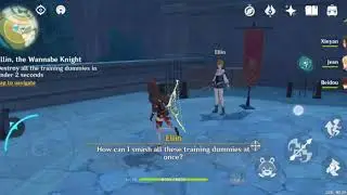 Ellin, the wannabe knight. Destroy all the training dummies in 2 seconds • Genshin Impact