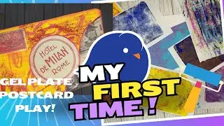 #gelypostcardplay Day 10 - My FIRST Gel Plate Experience- How Did I Do?? #papercraft #glue #postcard