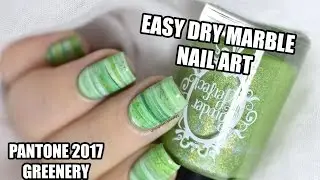 How To: Easy Dry Marble Nail Art - Pantone 2017 Greenery || Marine Loves Polish