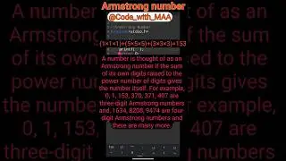 #34 || Armstrong Number || #tech #programmingchallenge #code #codeing #c_programming #dailycoding
