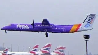 FLYBE PURPLE LIVERY | Dash-8 Q400 Landing at London Heathrow Airport (HD Plane Spotting)
