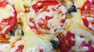 Быстрая пицца на сковороде без выпечки теста.