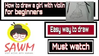 How to draw a girl playing violin for beginner / Pencil sketch
