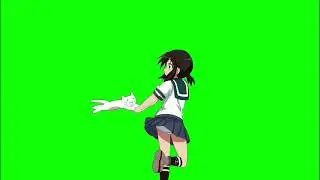 ✔️GREEN SCREEN EFFECTS: anime school girl with a cat