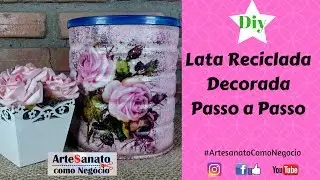 Lata Reciclada Decorada Passo a Passo