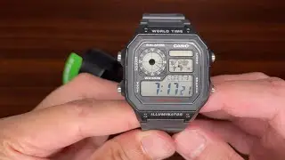 Casio AE1200WH-1A "Casio Royale" Black Analog Digital Multi-Function Watch - Silent Unboxing