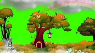 Fairy Garden Green Screen Video | Tree Green Screen Template Video Background | Rainbow Green Screen