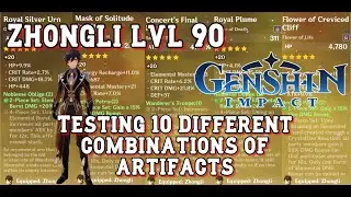 Zhongli lvl 90 - WL7 - Testing 10 Different Combinations of Artifact Builds - Genshin Impact