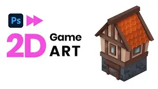 Game art design process. Speed painting the isometric house in Photoshop