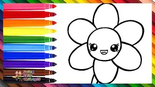 Draw and Color a Cute Flower 🌼🌈 Drawings for Kids