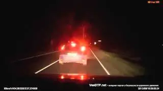 12.02.2015 Такой опасный обгон на загородной трассе ночью