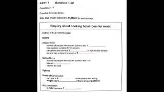 IELTS Listening Practice (Section-1, Enquiry about booking hotel room for event)