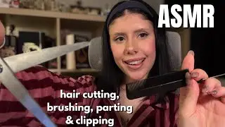 ASMR hair cutting, clipping & parting! (personal attention, cosy sleepover vibes) 🎀