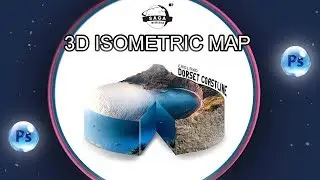 Tuto Photoshop #3 - 3D isometric map manipulation of the Dorset Coastline