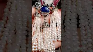 "СНЫ БОМБЕЯ 🩵" УНИКАЛЬНАЯ ПАРЮРА В РОСКОШНОЙ ЭТНО СТИЛИСТИКЕ 🩵👑 ТАНЗАНИТЫ ИЗУМРУДЫ БРИЛИКИ ЖЕМЧУГ Ag